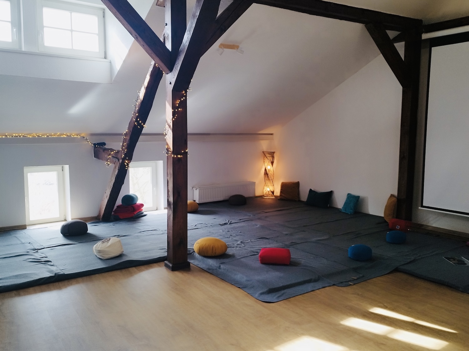 Blick in den KuschelRaum Neubrandenburg. Hier kannst du achtsame Kuschelparty erfahren. Willkommen.